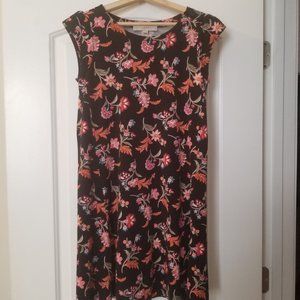 LOFT Black Floral Dress Size XS Petite Swingy & Loose